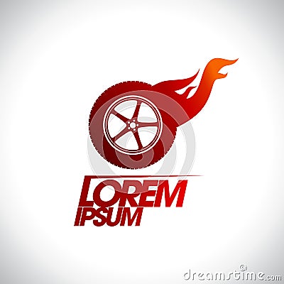 Red hot wheel logo. Vector Illustration