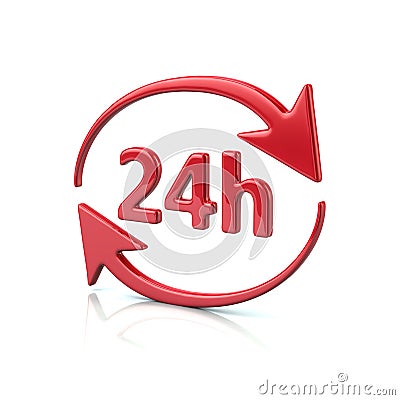 Red 24 hours icon Cartoon Illustration