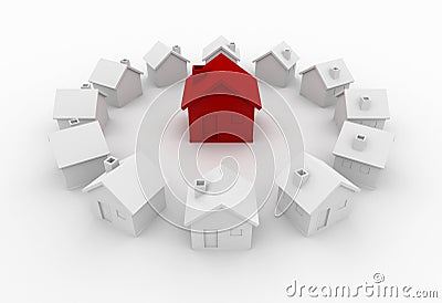 Red House in a circle Stock Photo