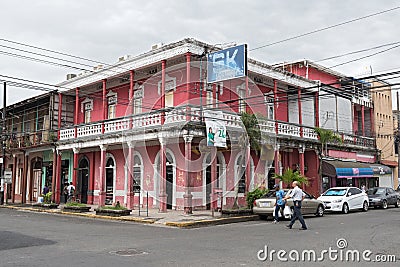 Red house in Puerto Limon, Costa Rica Editorial Stock Photo