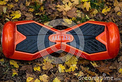 The red hoverboard a top view Stock Photo