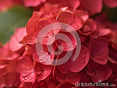 Red Hydrangea macrophylla flower in garden, stock photo Stock Photo