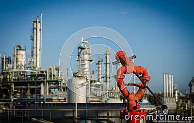 The red hydrant monitor stand for petrochemicalplant Stock Photo