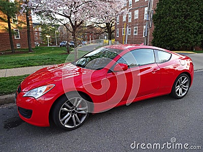 Red Hyundai Genesis Coupe Stock Photo