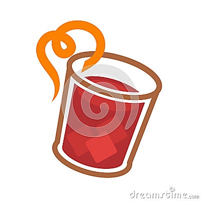 Red icy cocktail Vector Illustration