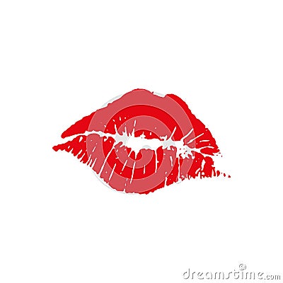 Red imprint of female lips. Vector illustration Vector Illustration