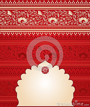 Red Indian floral saree banner Stock Photo