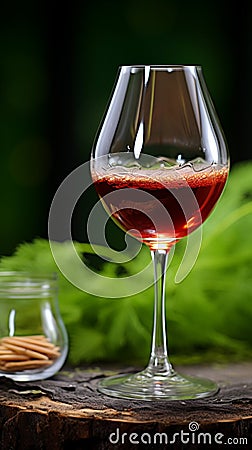 Red indulgence A single glass of rich, red wine Stock Photo