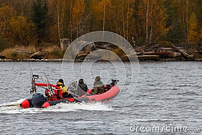 Red inflatable boat Editorial Stock Photo