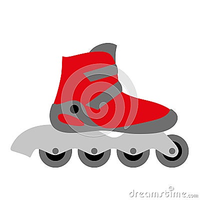 Red inline roller skate boot Vector Illustration