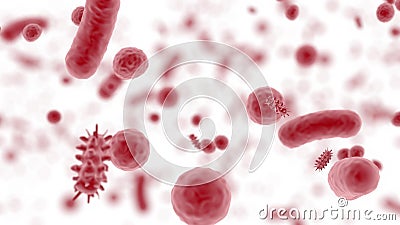 Red intestinal microbiota internal bacteria of the abdomen 3d Stock Photo