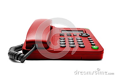 Red IP office phone isolated Stock Photo