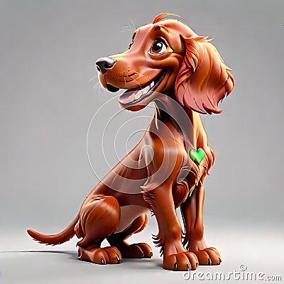 Red irish setter puppy dog comedy character clipart Stock Photo