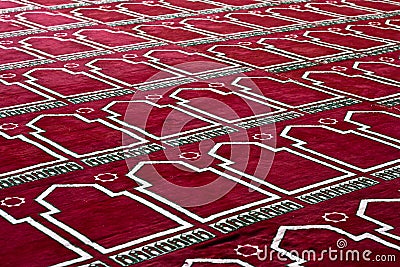 Red Islamic praying Carpet In pattern Stock Photo