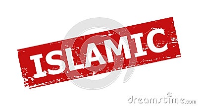 ISLAMIC Red Rectangle Grunge Stamp Stock Photo