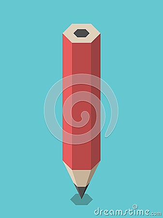 Red isometric pencil standing Vector Illustration