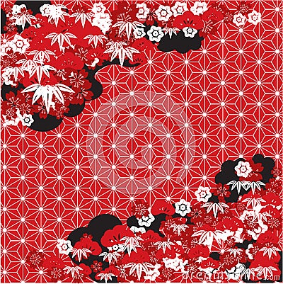 Red Japanese background Vector Illustration