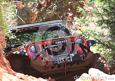 Red Jeep at Oklahoma Off Road Park Editorial Stock Photo