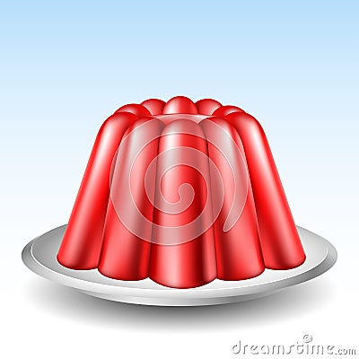 Red jelly pudding Vector Illustration