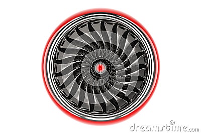 Red jet engine, front view. 3D rendering Stock Photo