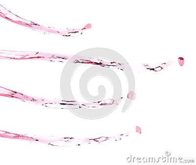 Red juice from splash in Air. Water red tomato pour from sky and purify clean natural. Wine shape form of water splashing flow Stock Photo