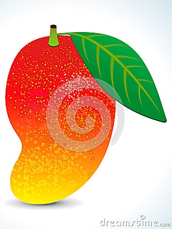 Red juicy mango with leaf Vector Illustration