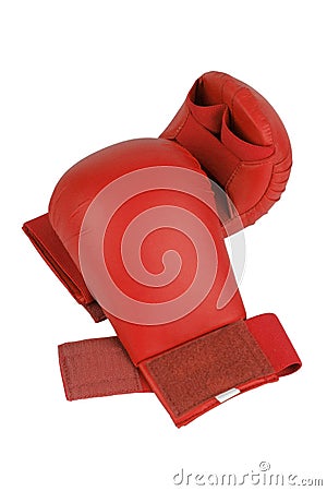 Red karate gloves Stock Photo