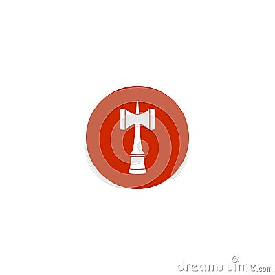 Kendama inside red circle, Japanese traditional toy logo. Vector Illustration