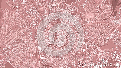 Red Kharkiv City area vector background map, roads and water cartography illustration Vector Illustration