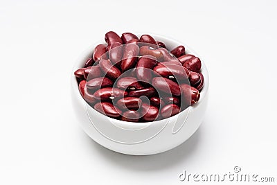 Red kidney beans bowl on white background Stock Photo