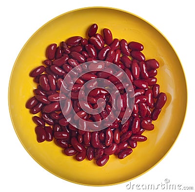 Red Kidney Beans in a Vibrant Yellow Bowl Stock Photo