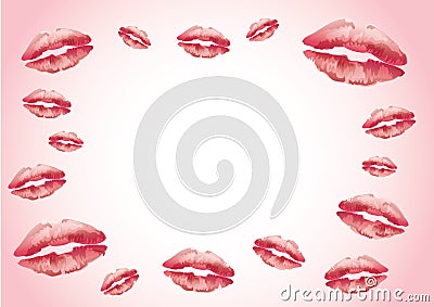 Red kisser lips background Vector Illustration