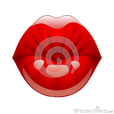 Red kissing lips Vector Illustration