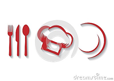 Red Kitchen Chef Icons Vector Flat Design Vector Illustration