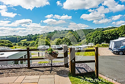 A campsite for motor homes and touring caravans in Wales, UK Editorial Stock Photo