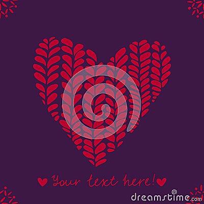 Red knitted heart Vector Illustration