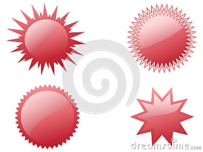 Red label star burst buttons Vector Illustration