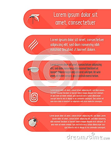 Red Labels with Parasites as Tick or Mosquito. Graphic Element for Infographic Vector Illustration