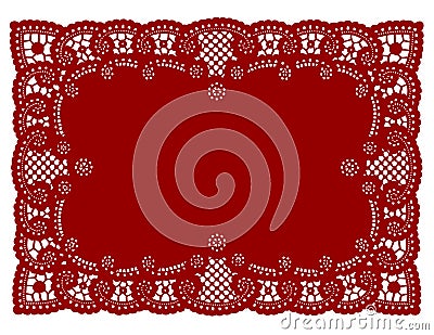 Red Lace Doily Place Mat Vector Illustration