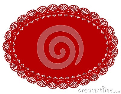 Red Lace Doily Place Mat Vector Illustration