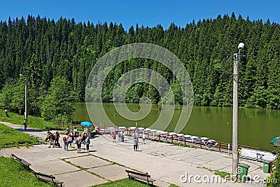 The Red Lake in Romania - Lacul Rosu Editorial Stock Photo