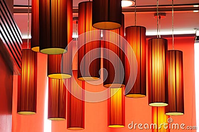 Red lamps background Stock Photo