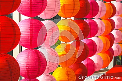 Red lamps are a sign of the prosperity that Chinese people hang around during important ceremonies or important celebrations. Stock Photo