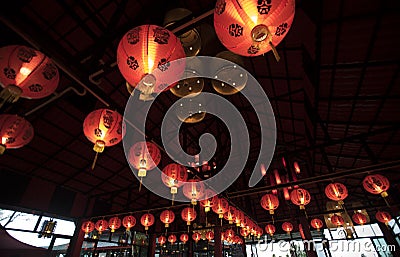 Red lanterns, oriental charm Stock Photo