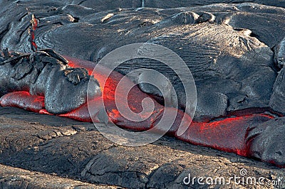 Red Lava flow Stock Photo