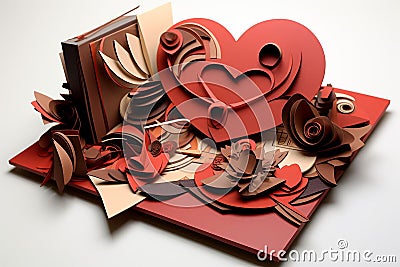 Red leather applique, 3D effect. postmodernism Stock Photo