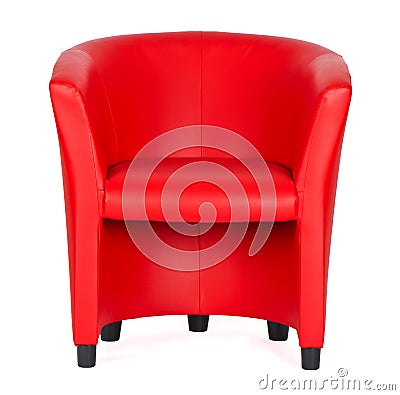 Red leather armchair Stock Photo