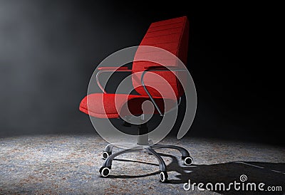 Red Leather Boss Office Chair in the Volumetric Light. 3d Render Stock Photo