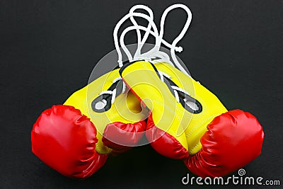 Red leather boxing gloves isolated , Boxing gloves background, popular sport for fighter Stock Photo