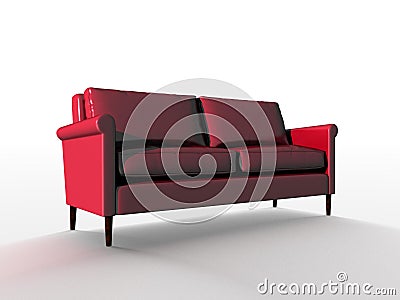 Red leather couch Stock Photo